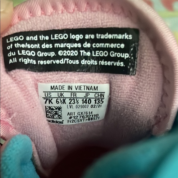 Adidas Lego pink toddler sneakers 7K - Picture 2 of 3